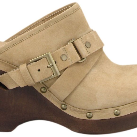 NWT UGG NATALEE CLOGS. TAN LEATHER WITH SHEEPSKIN INSOLE. SIZE 7 - Picture 3 of 6